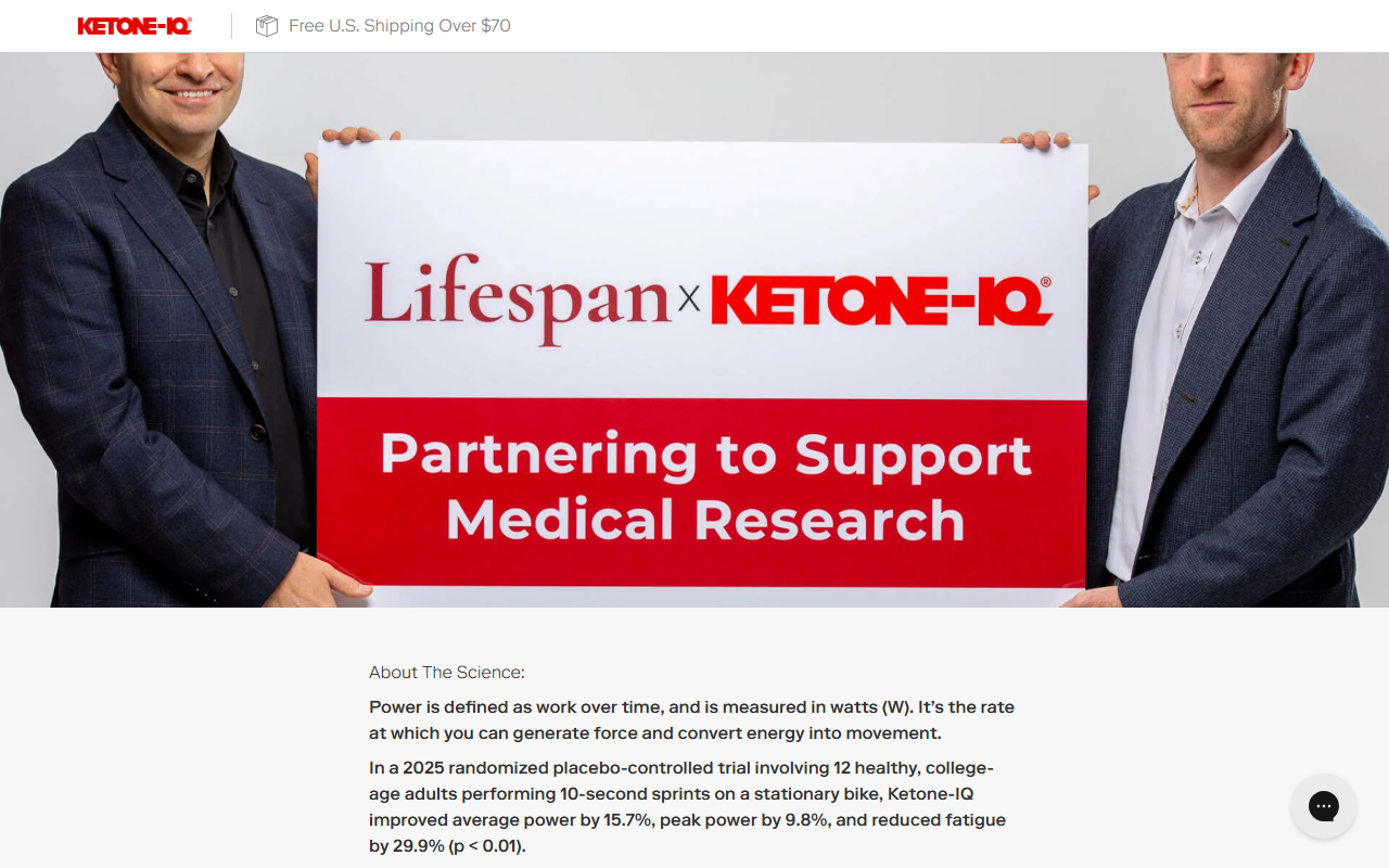 Ketone IQ sponsor landing page advertised on Lifespan with Dr. David Sinclair