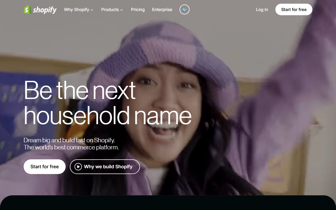 Shopify sponsor landing page advertised on Completely Arbortrary