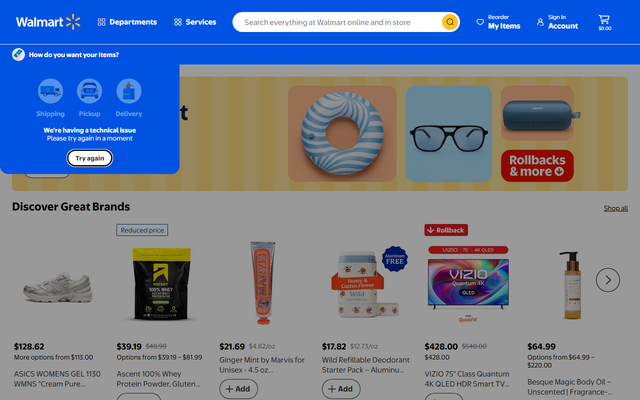 Walmart sponsor landing page advertised on The Herd with Colin Cowherd