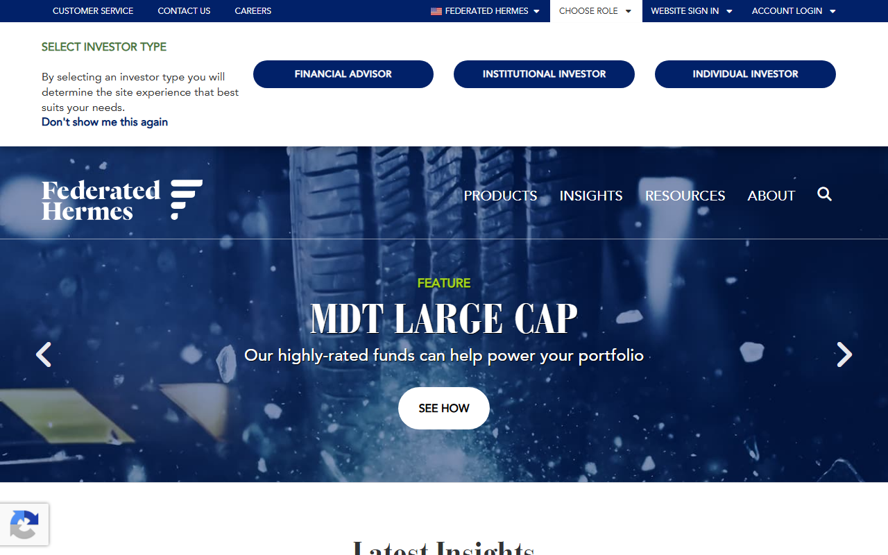 Federated Hermes sponsor landing page advertised on The Compound and Friends