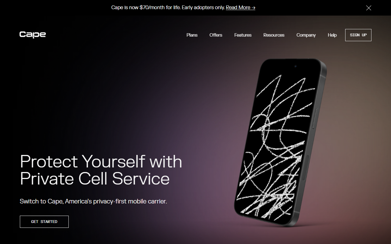 Cape sponsor landing page advertised on Unchained