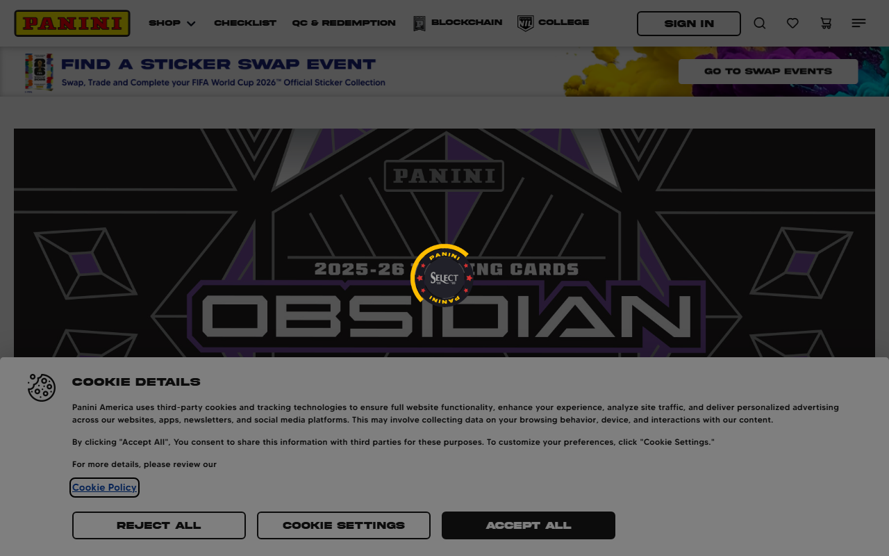 Panini Trading Cards sponsor landing page advertised on The Dan Patrick Show