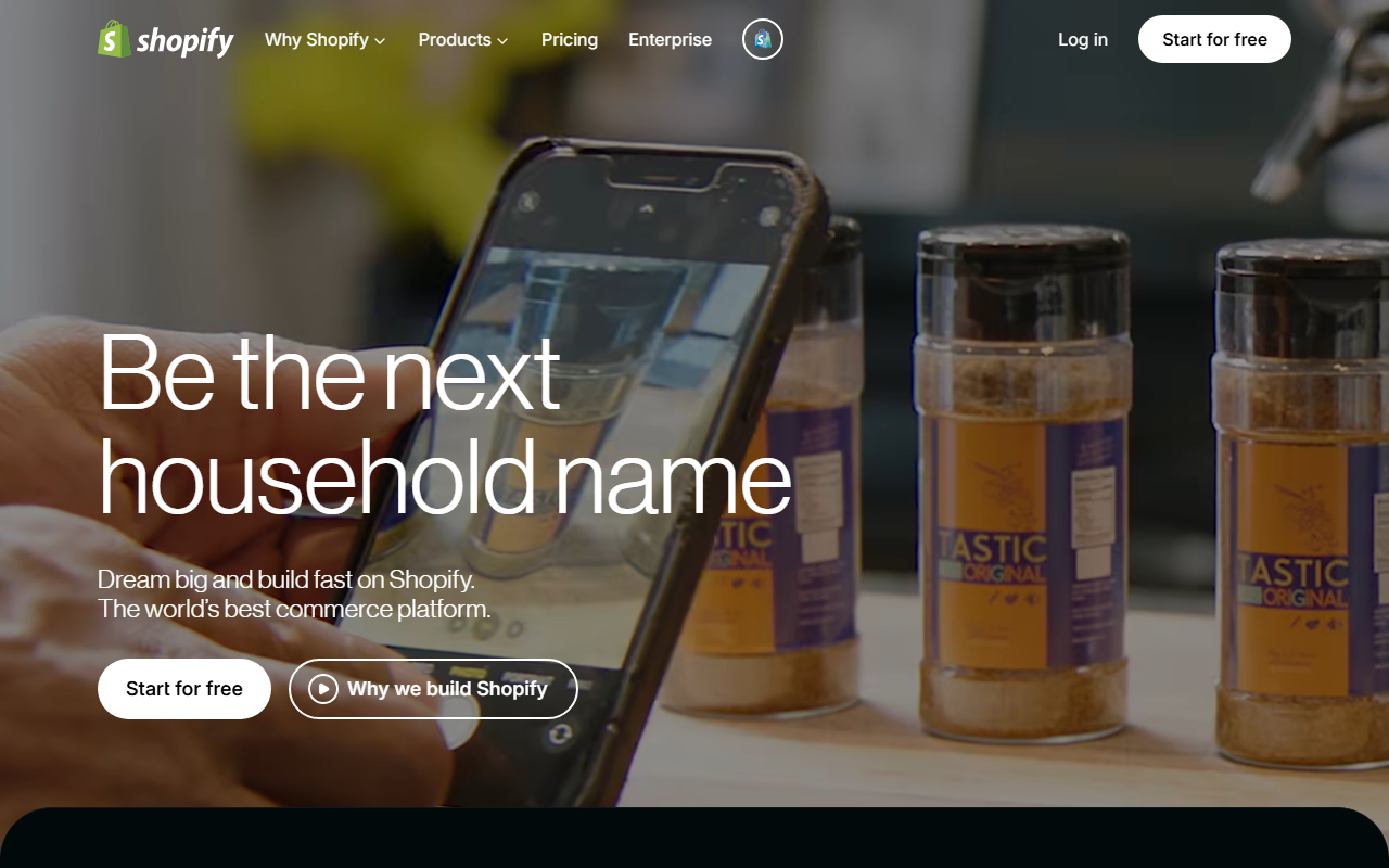 Shopify sponsor landing page advertised on Baseball Today