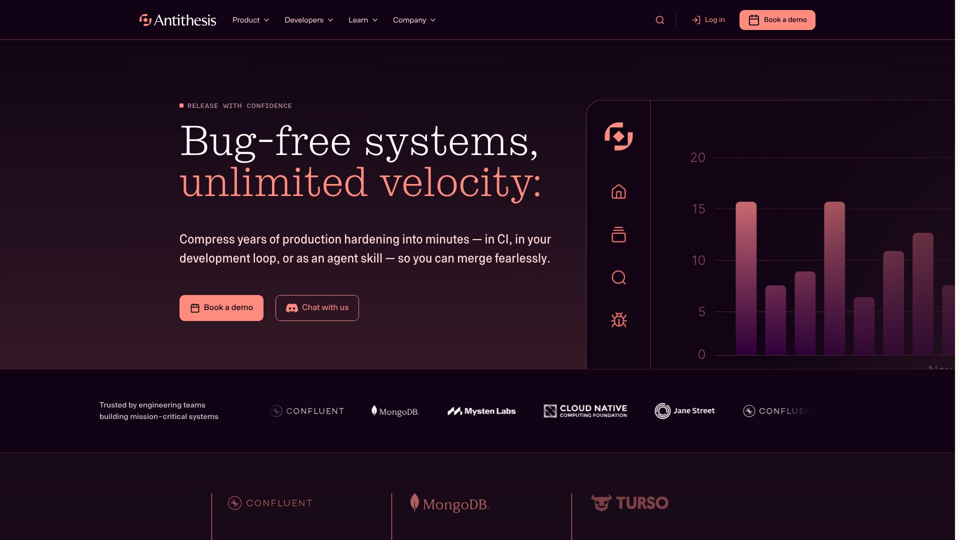 Antithesis sponsor landing page advertised on The Pragmatic Engineer Podcast