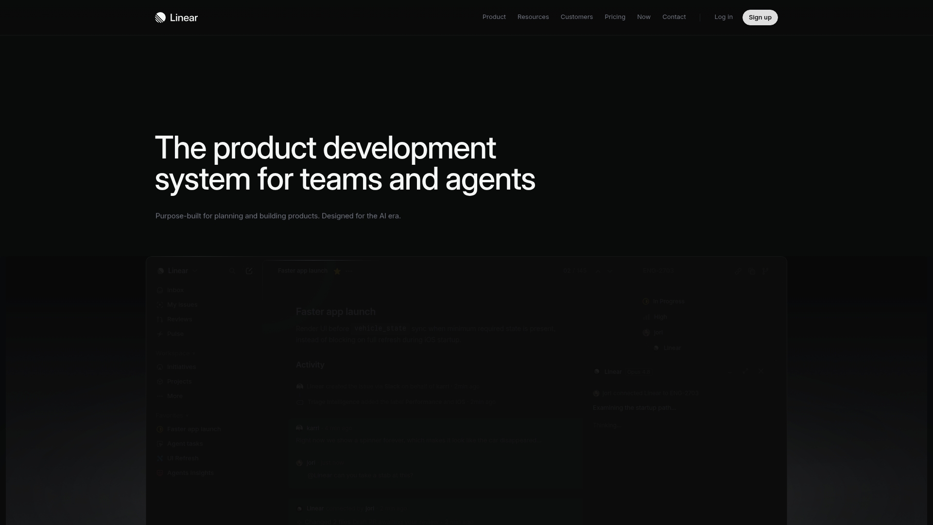 Linear sponsor landing page advertised on The Standup with ThePrimeagen