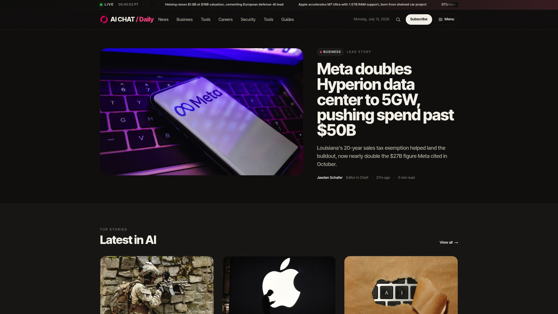 aichatdaily.com sponsor landing page advertised on Last Week in AI