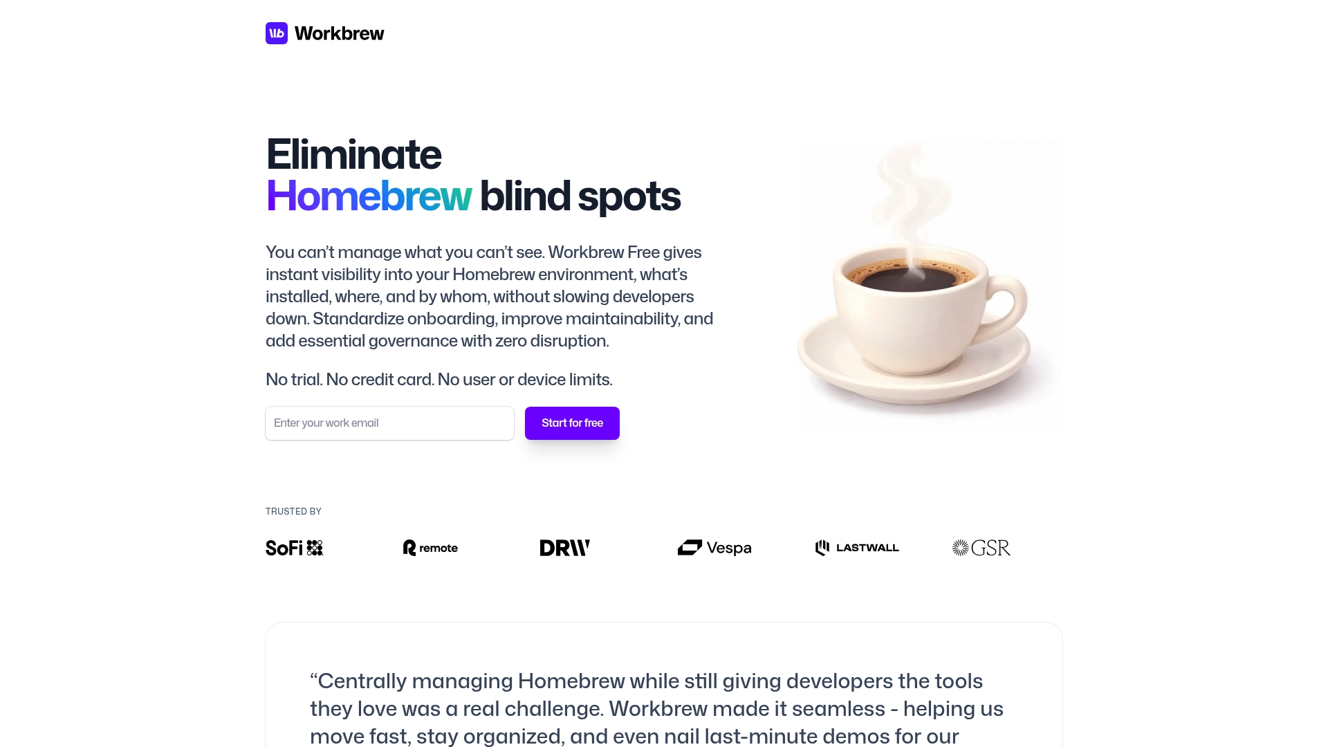 Workbrew sponsor landing page advertised on Mac Power Users