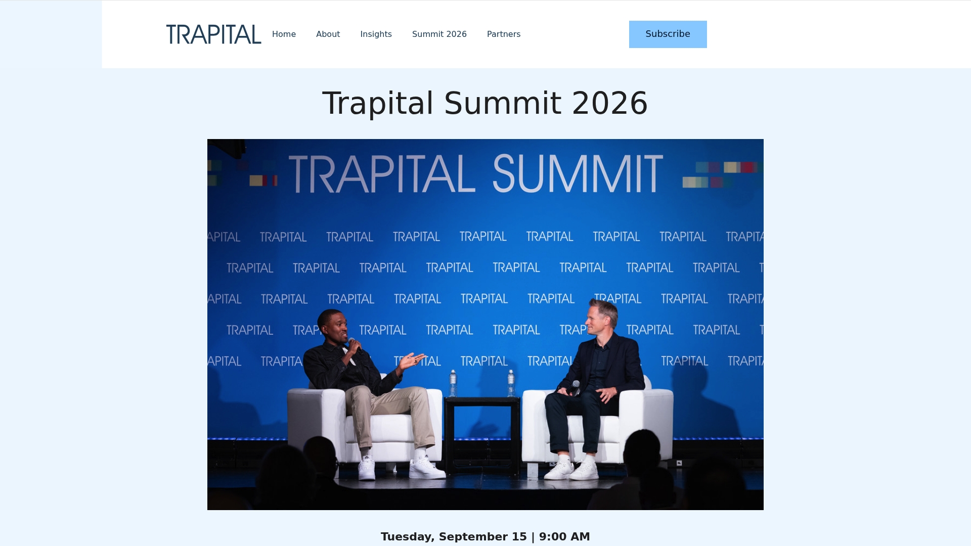 Trapital Summit sponsor landing page advertised on Trapital