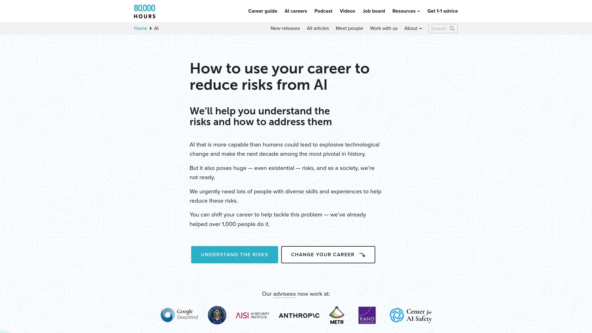 80,000 Hours sponsor landing page advertised on 80,000 Hours Podcast