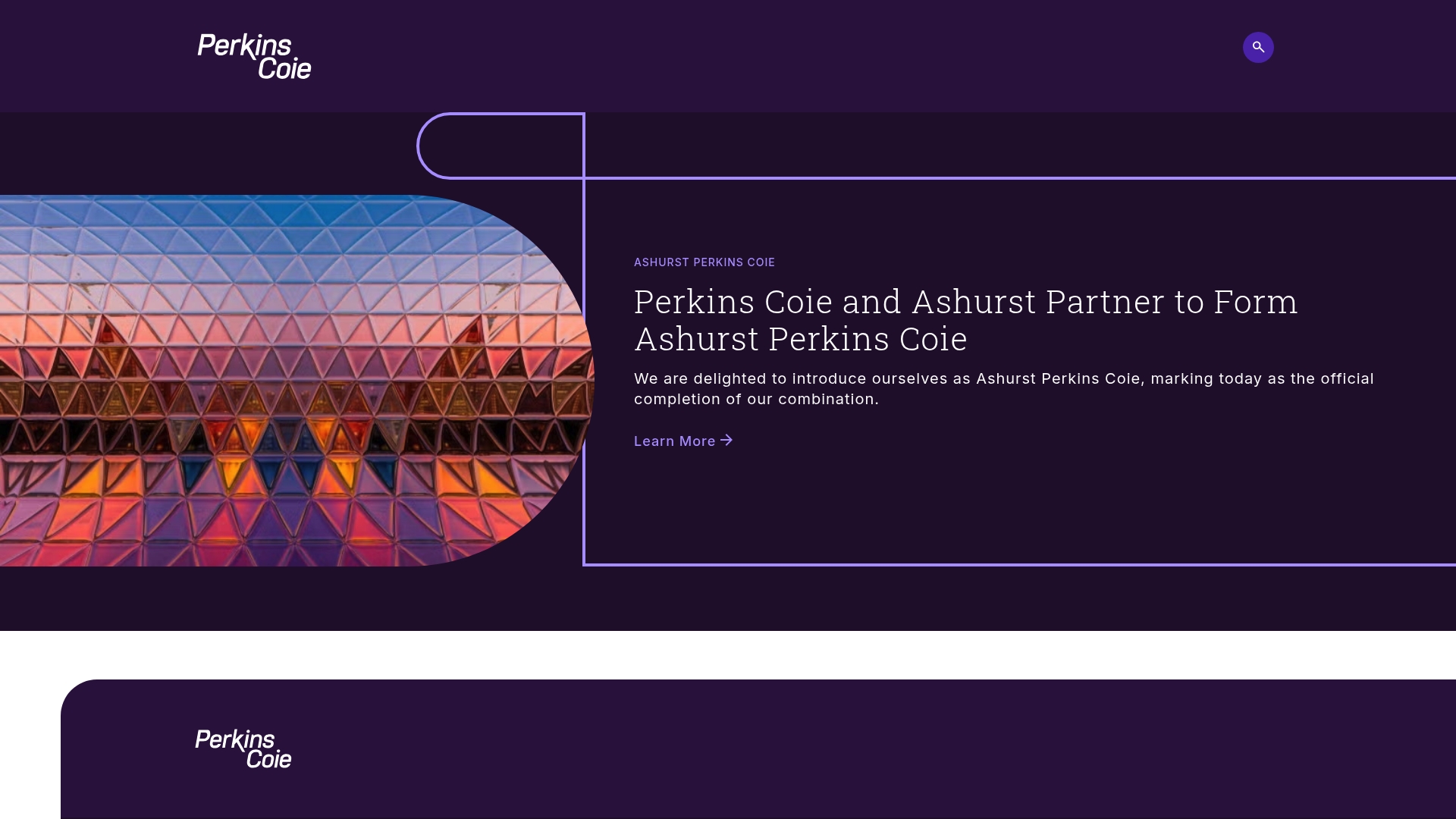 Perkins Coie sponsor landing page advertised on The Room Podcast