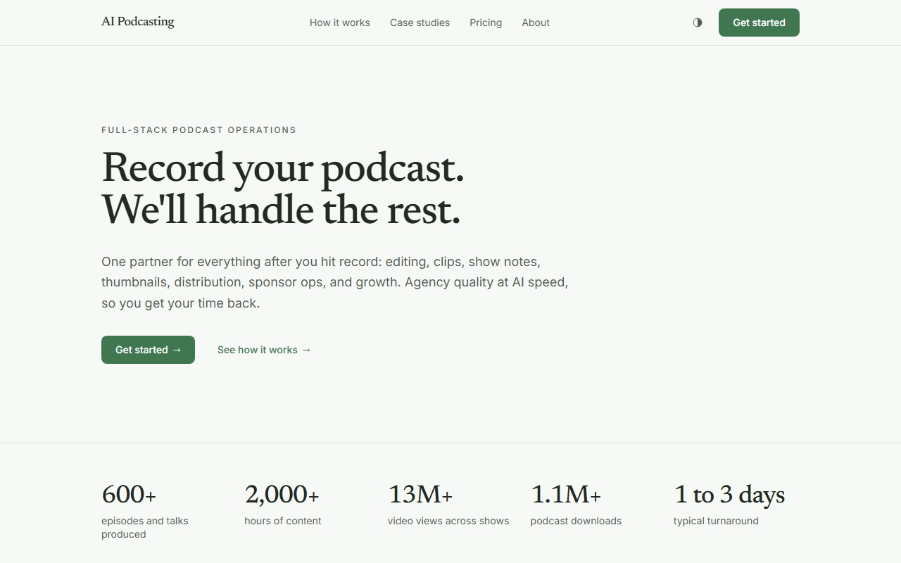 AI Podcasting sponsor landing page advertised on "The Cognitive Revolution" | AI Builders, Researchers, and Live Player Analysis