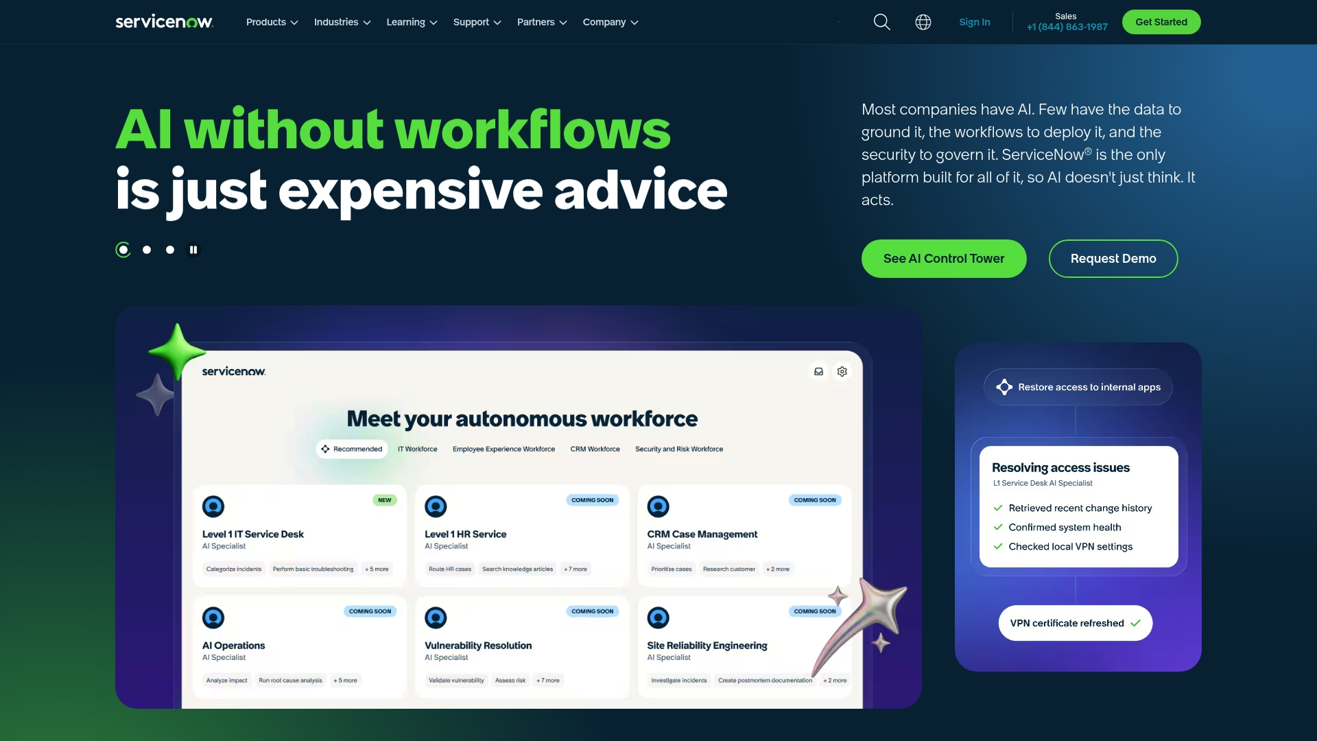 ServiceNow sponsor landing page advertised on The Tennis Podcast