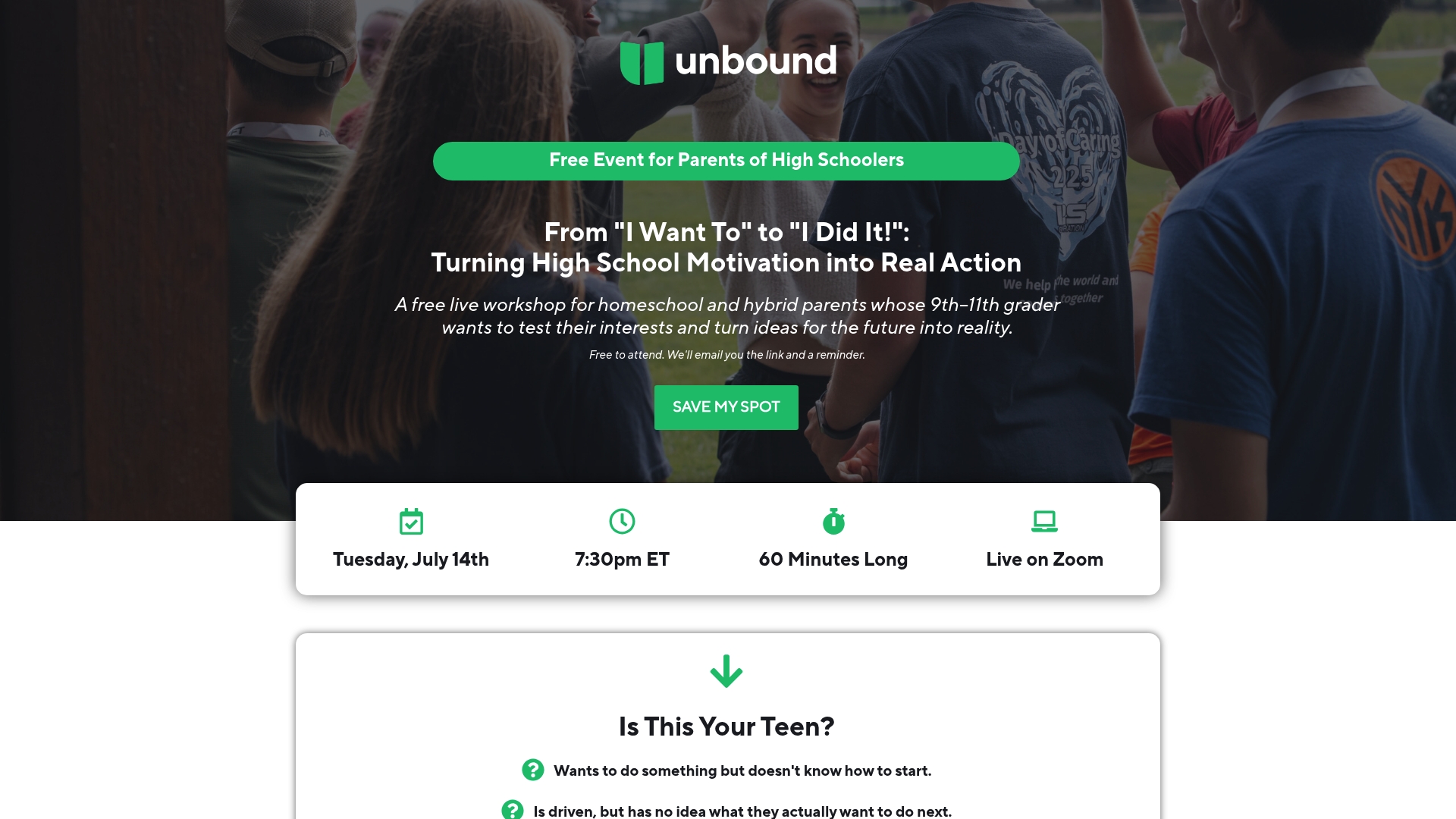 Unbound sponsor landing page advertised on The World and Everything In It