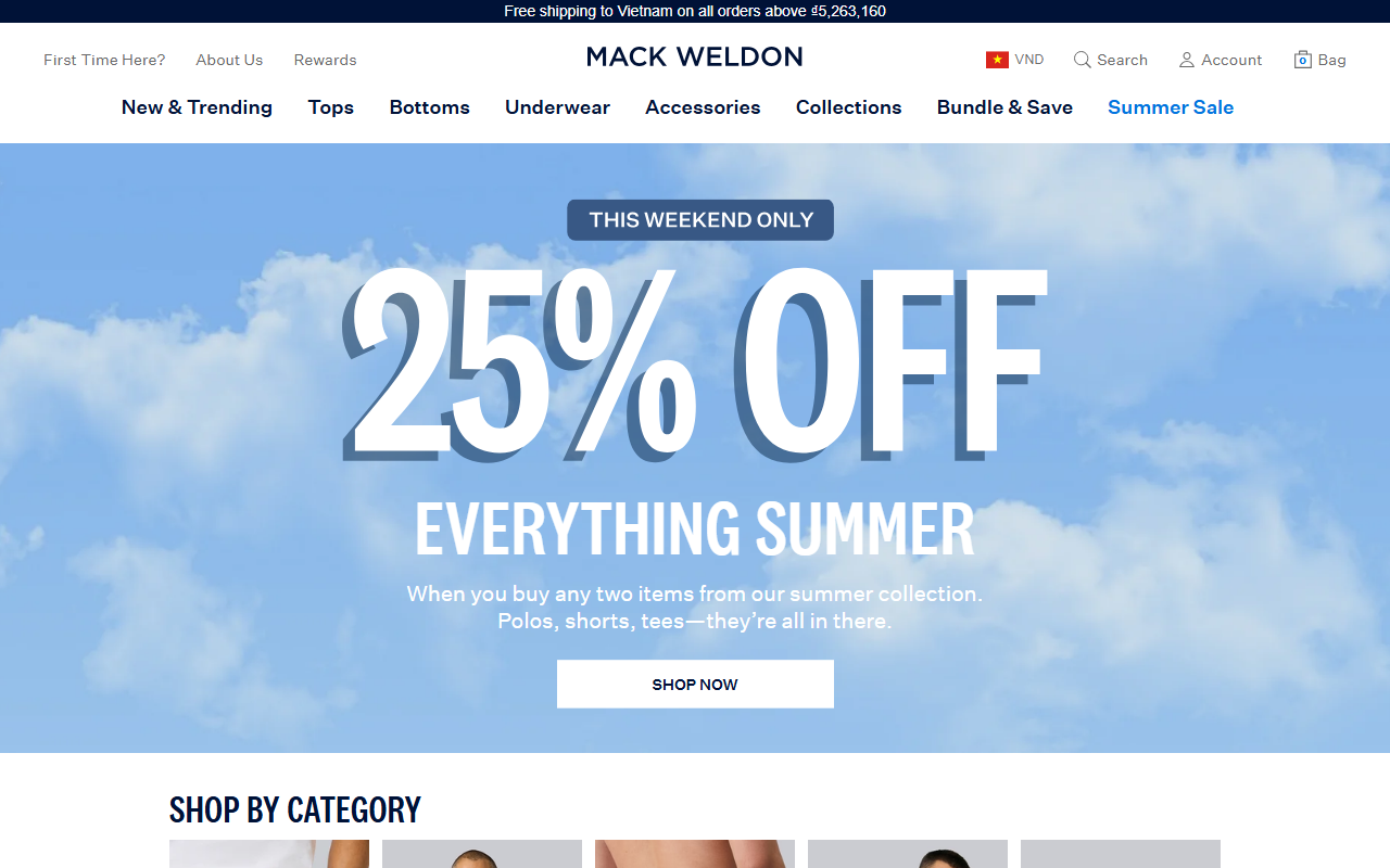 Mack Weldon sponsor landing page advertised on Adam Carolla Show