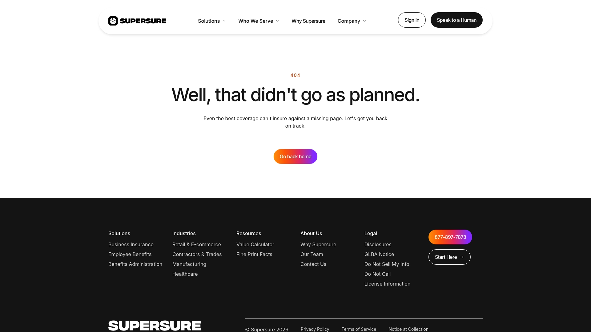 Supersure sponsor landing page advertised on The Glenn Beck Program