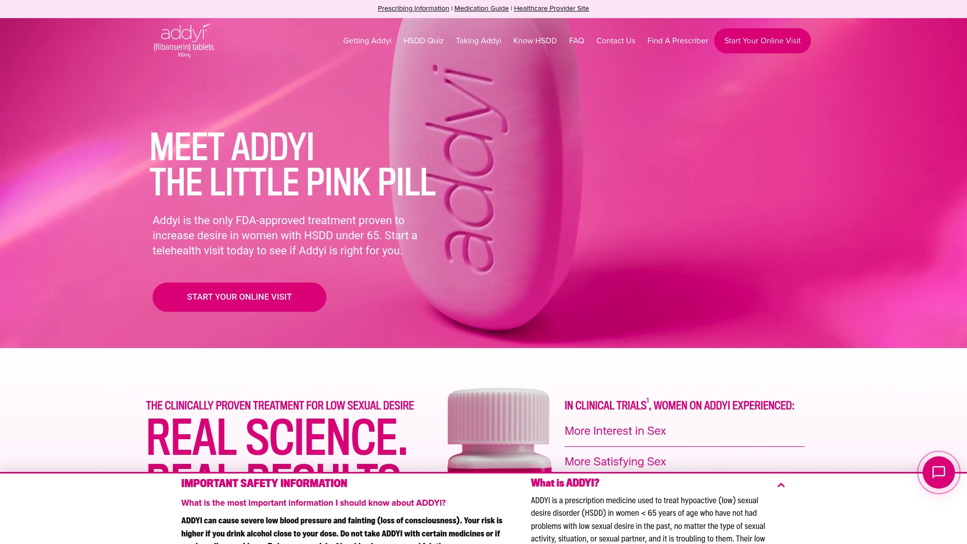 Addyi sponsor landing page advertised on You Are Not Broken