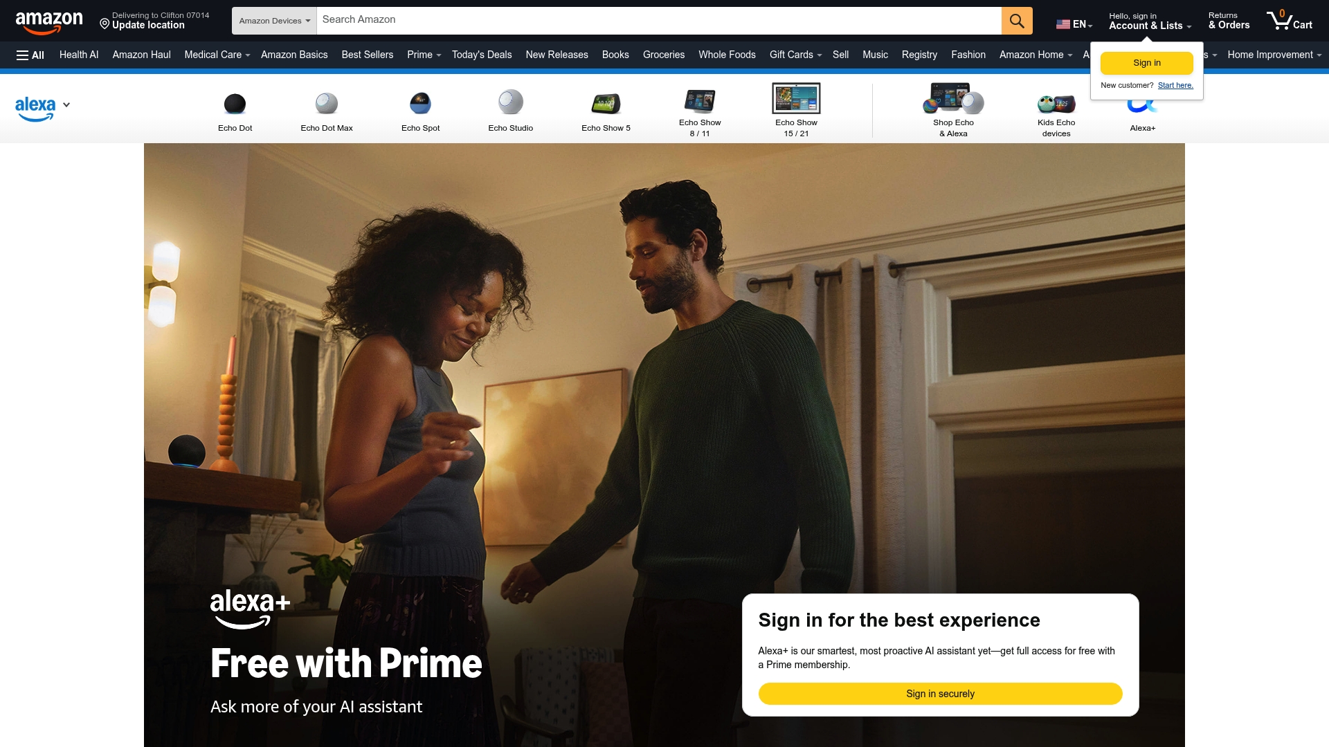 Amazon sponsor landing page advertised on The Daily
