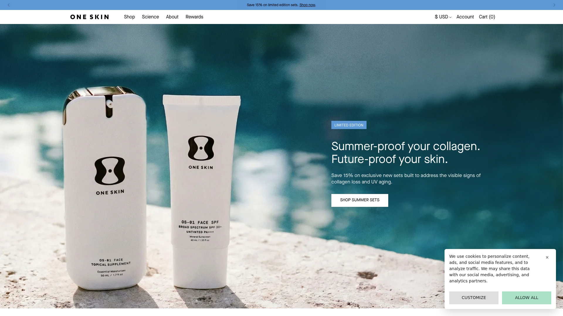 OneSkin sponsor landing page advertised on Mr Obnoxious