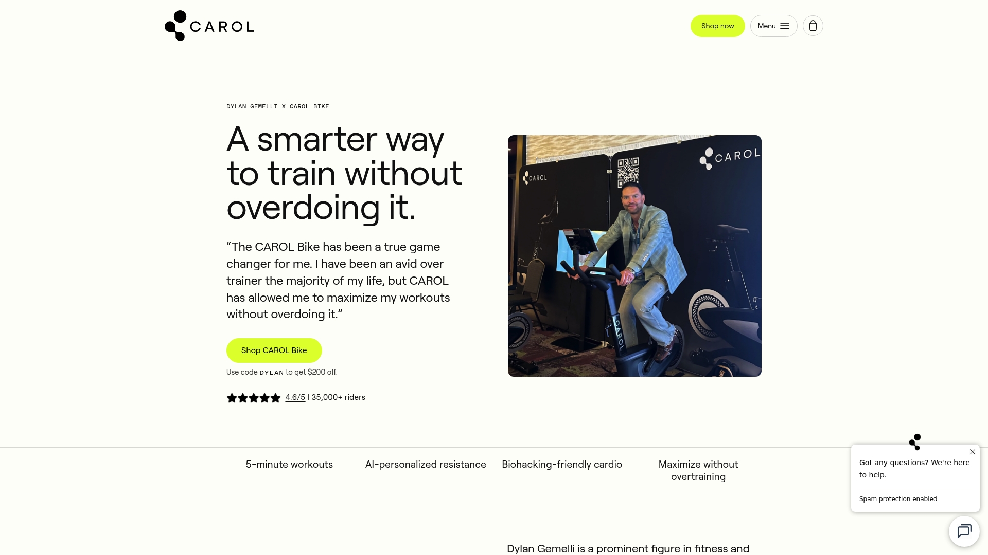 Carol Bike sponsor landing page advertised on The Dylan Gemelli Podcast