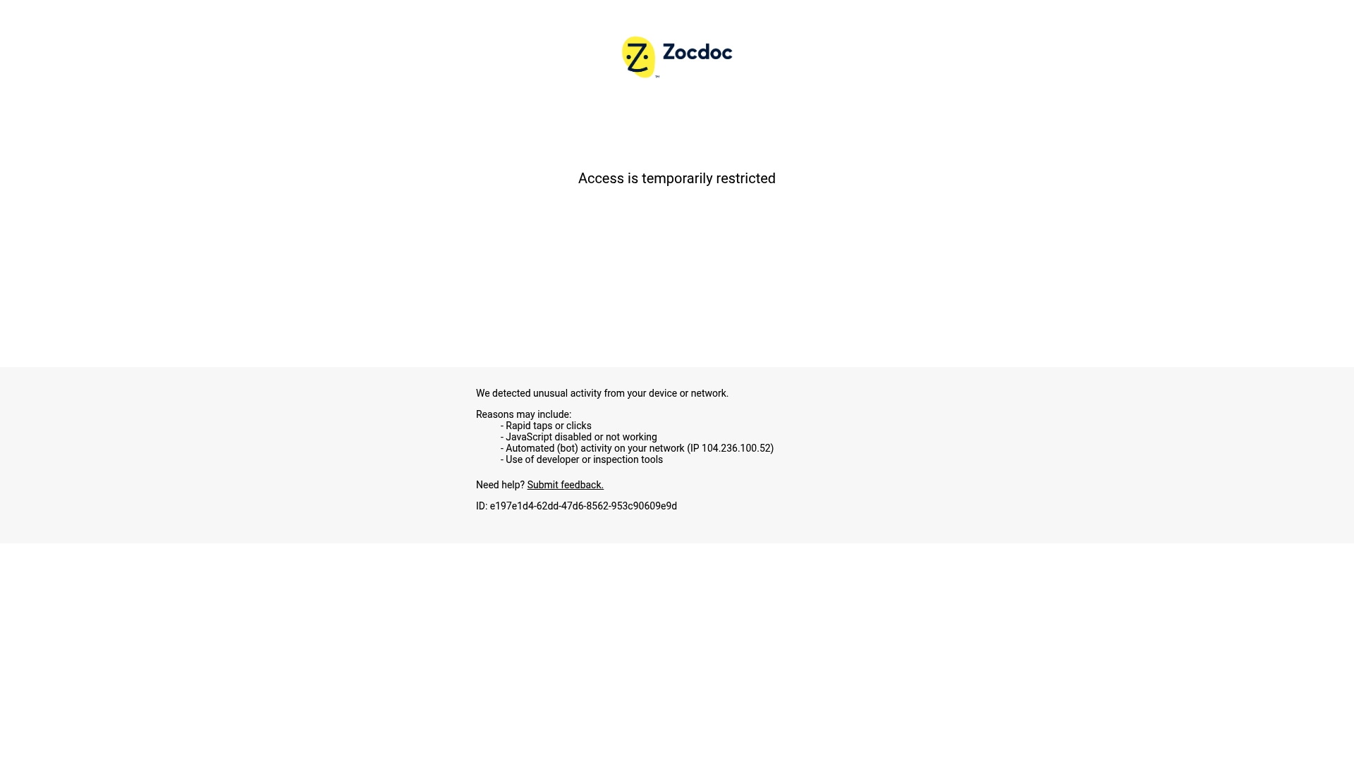 Zocdoc sponsor landing page advertised on CreepCast
