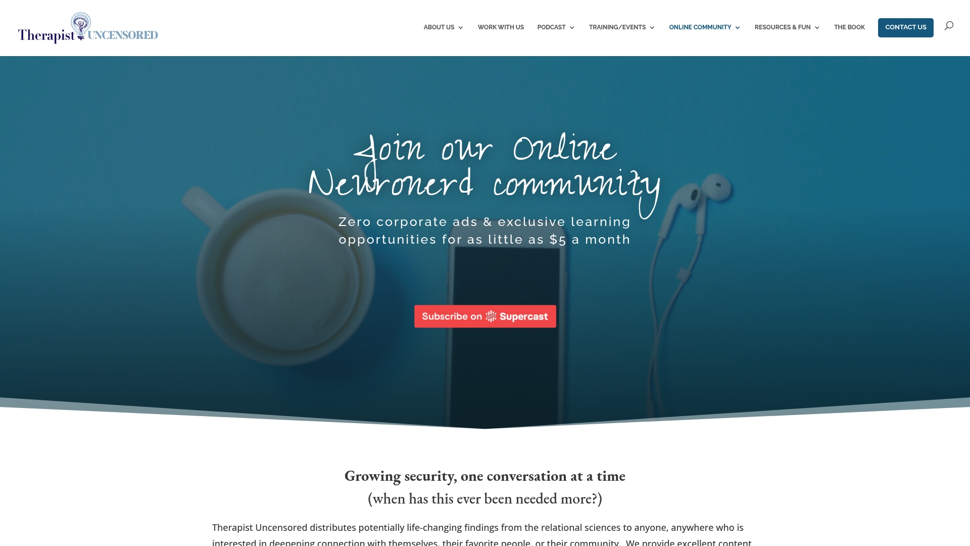 Therapist Uncensored sponsor landing page advertised on Therapist Uncensored Podcast