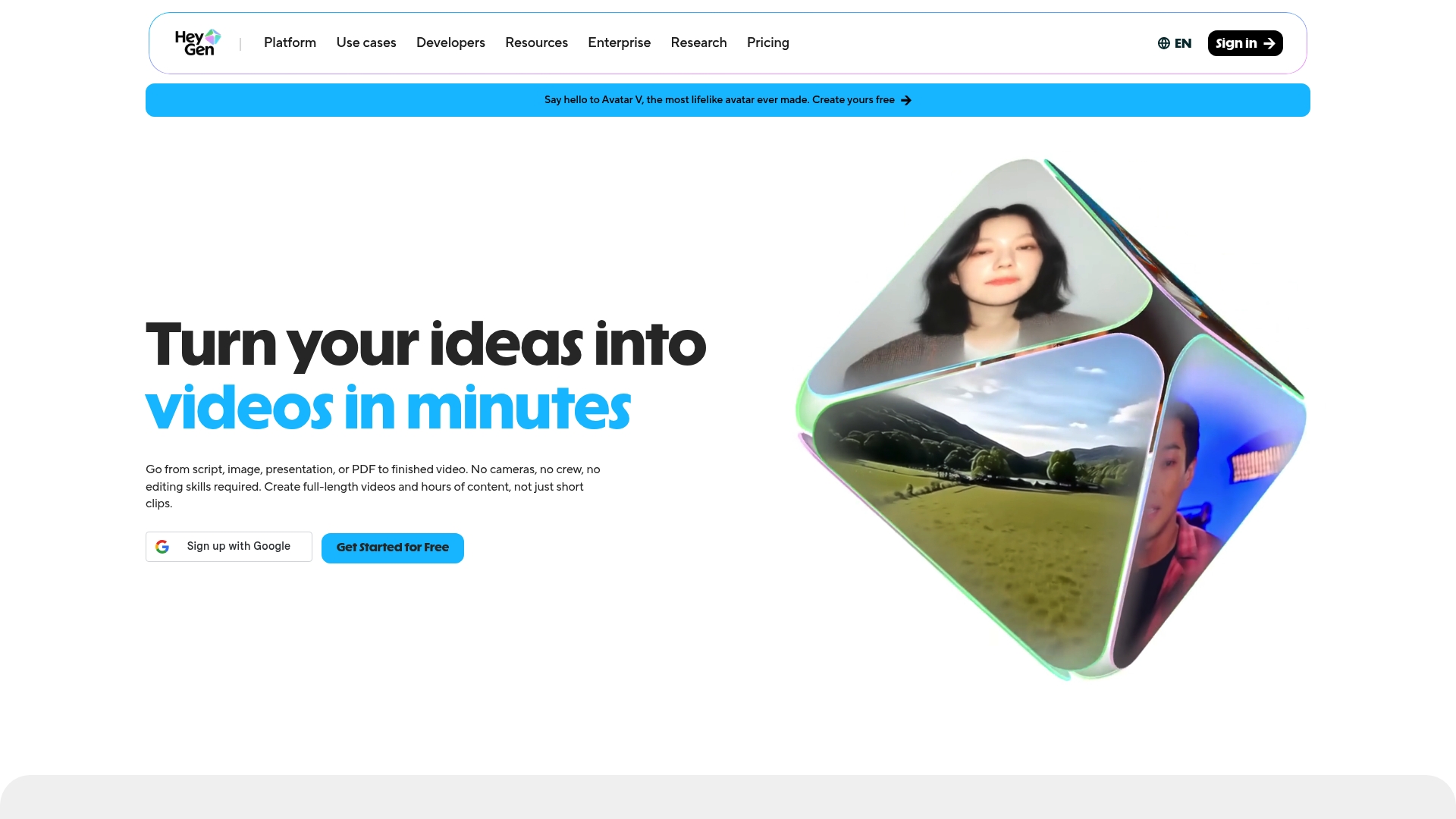 HeyGen sponsor landing page advertised on The Knowledge Project