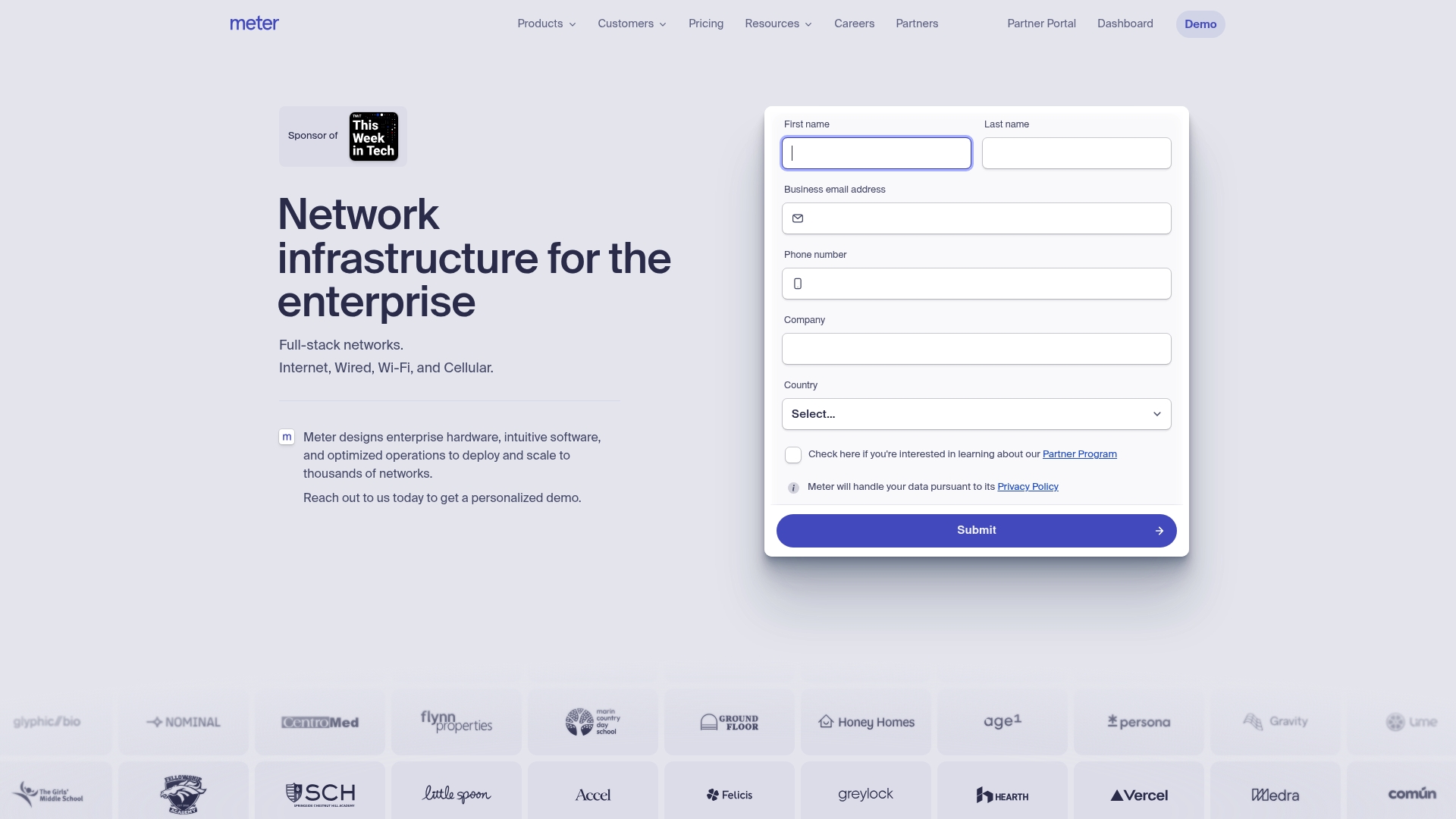 METER sponsor landing page advertised on This Week in Tech (Audio)