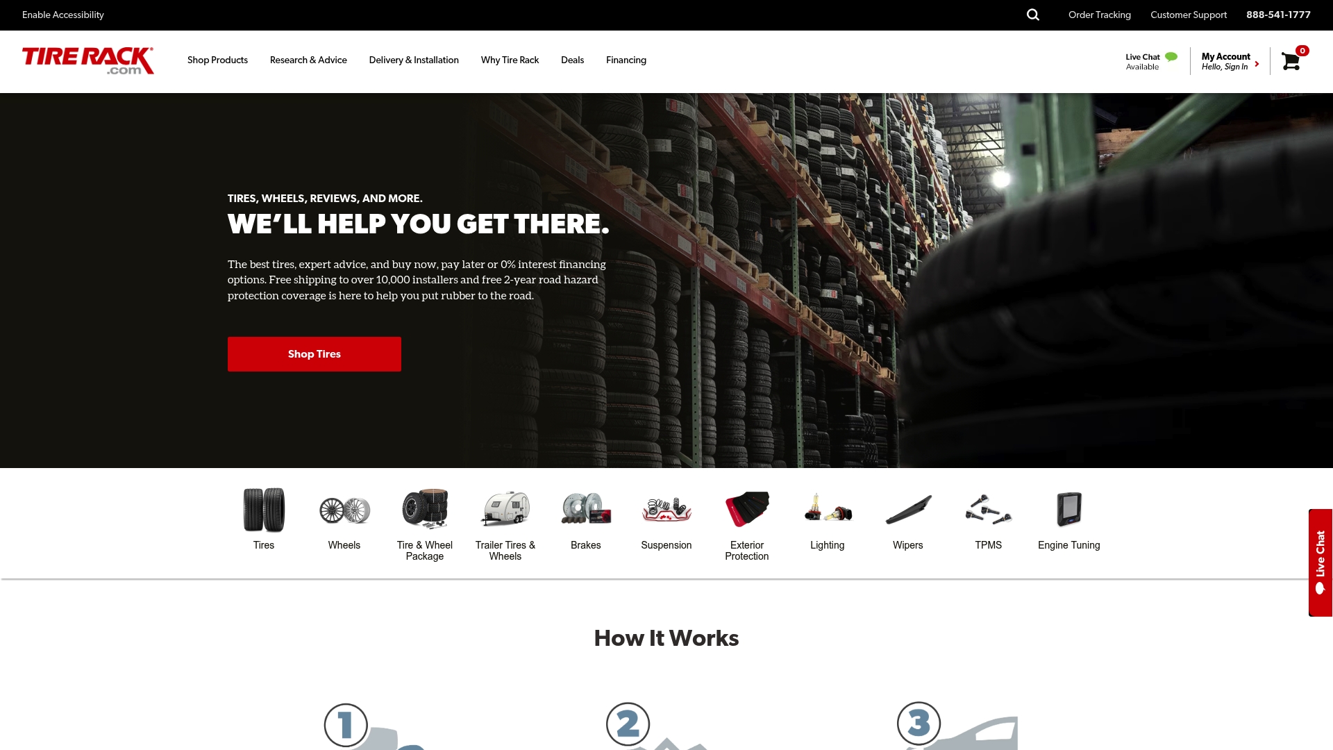 Tire Rack sponsor landing page advertised on The Dan Patrick Show