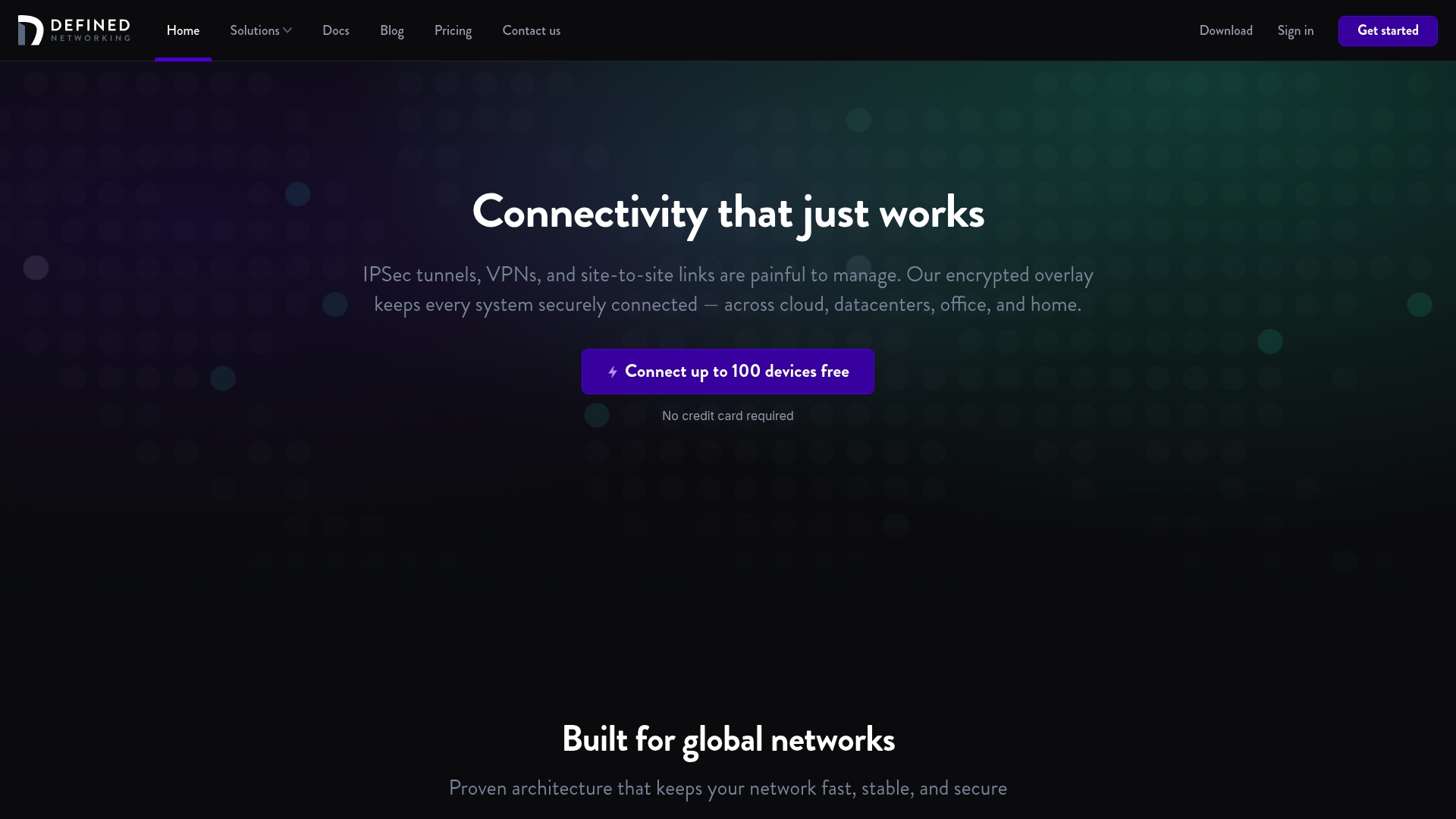 Defined Networking sponsor landing page advertised on LINUX Unplugged