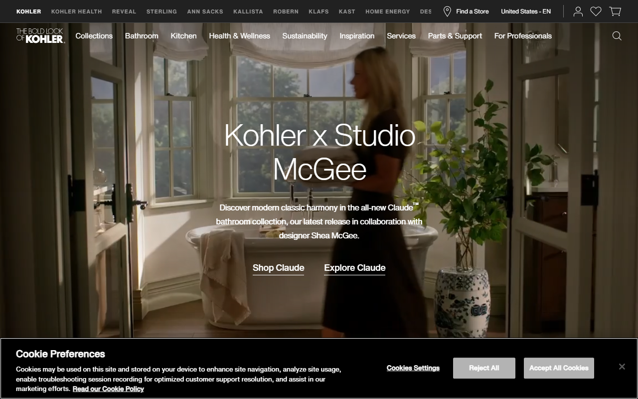 Kohler sponsor landing page advertised on The Tennis Podcast