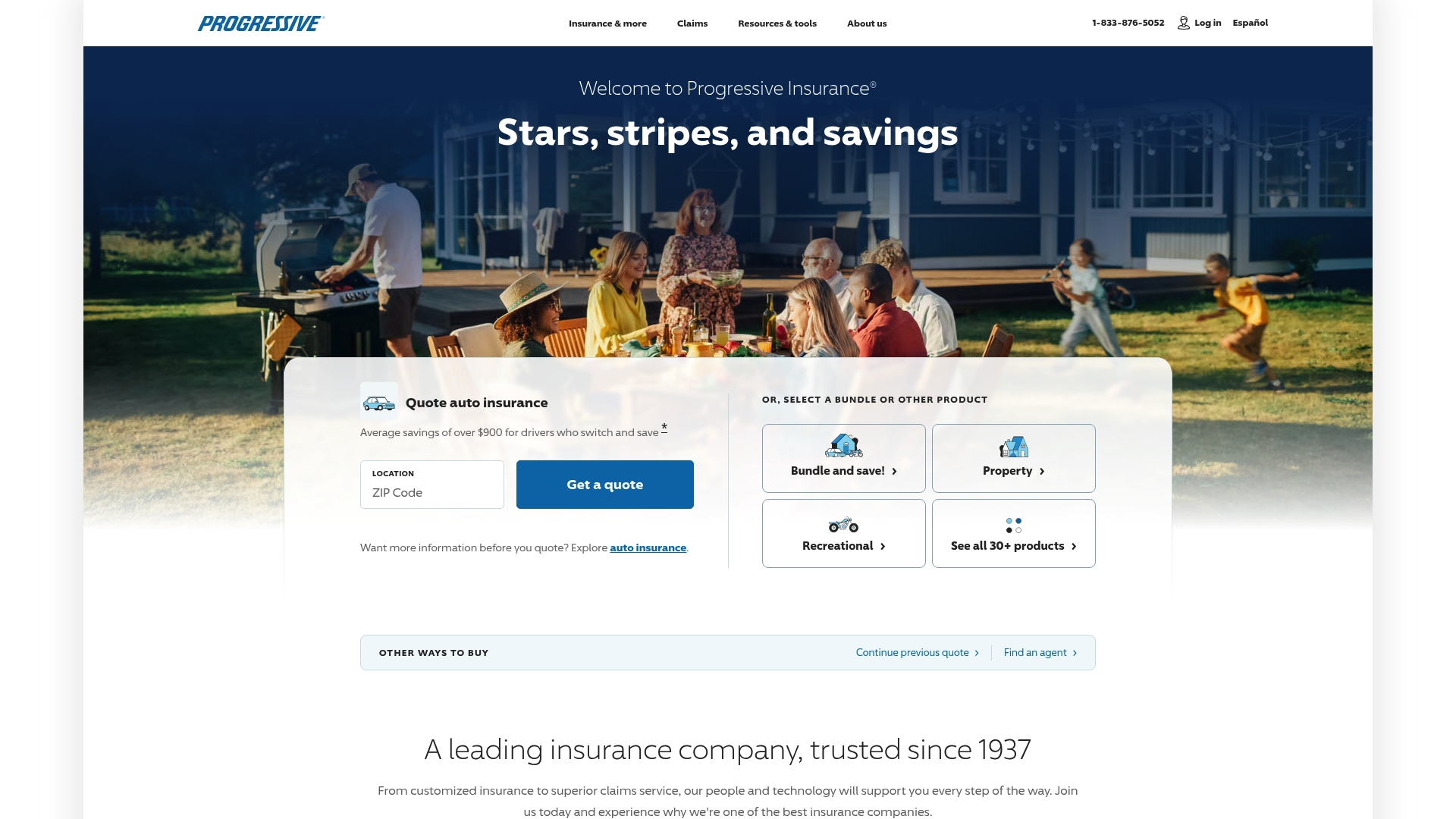 Progressive sponsor landing page advertised on Murder With My Husband