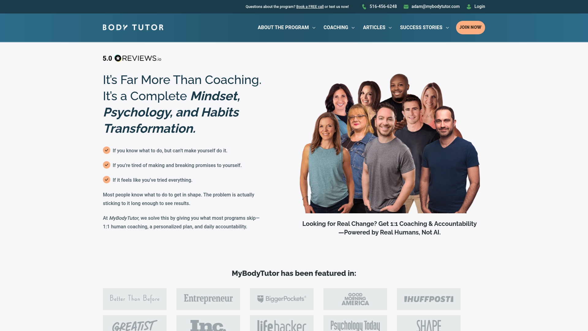 My Body Tutor sponsor landing page advertised on Deep Questions with Cal Newport