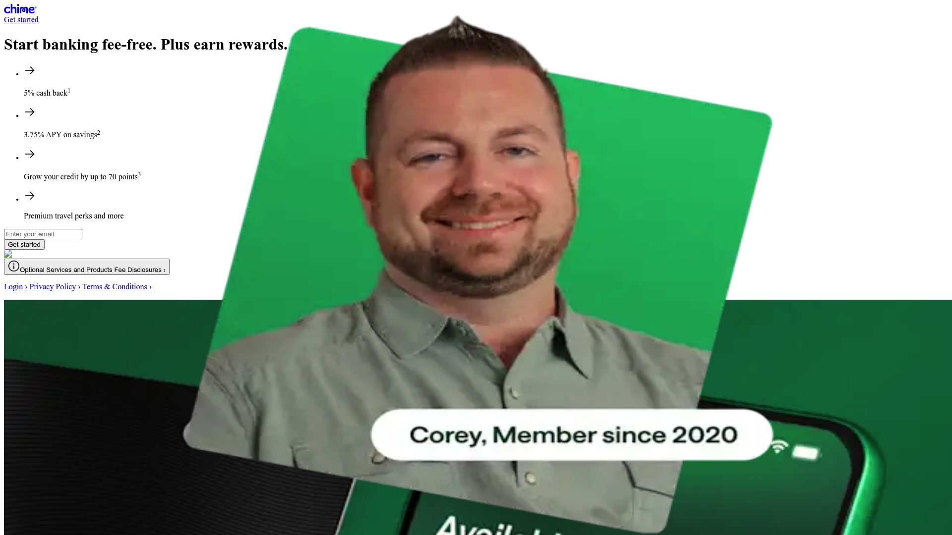Chime sponsor landing page advertised on You Should Know Podcast