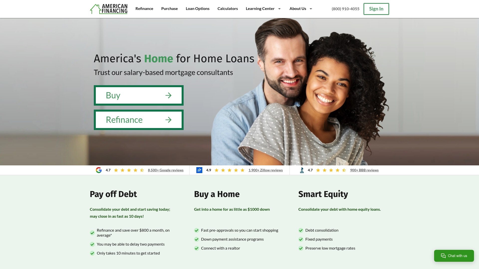 American Financing sponsor landing page advertised on The Glenn Beck Program