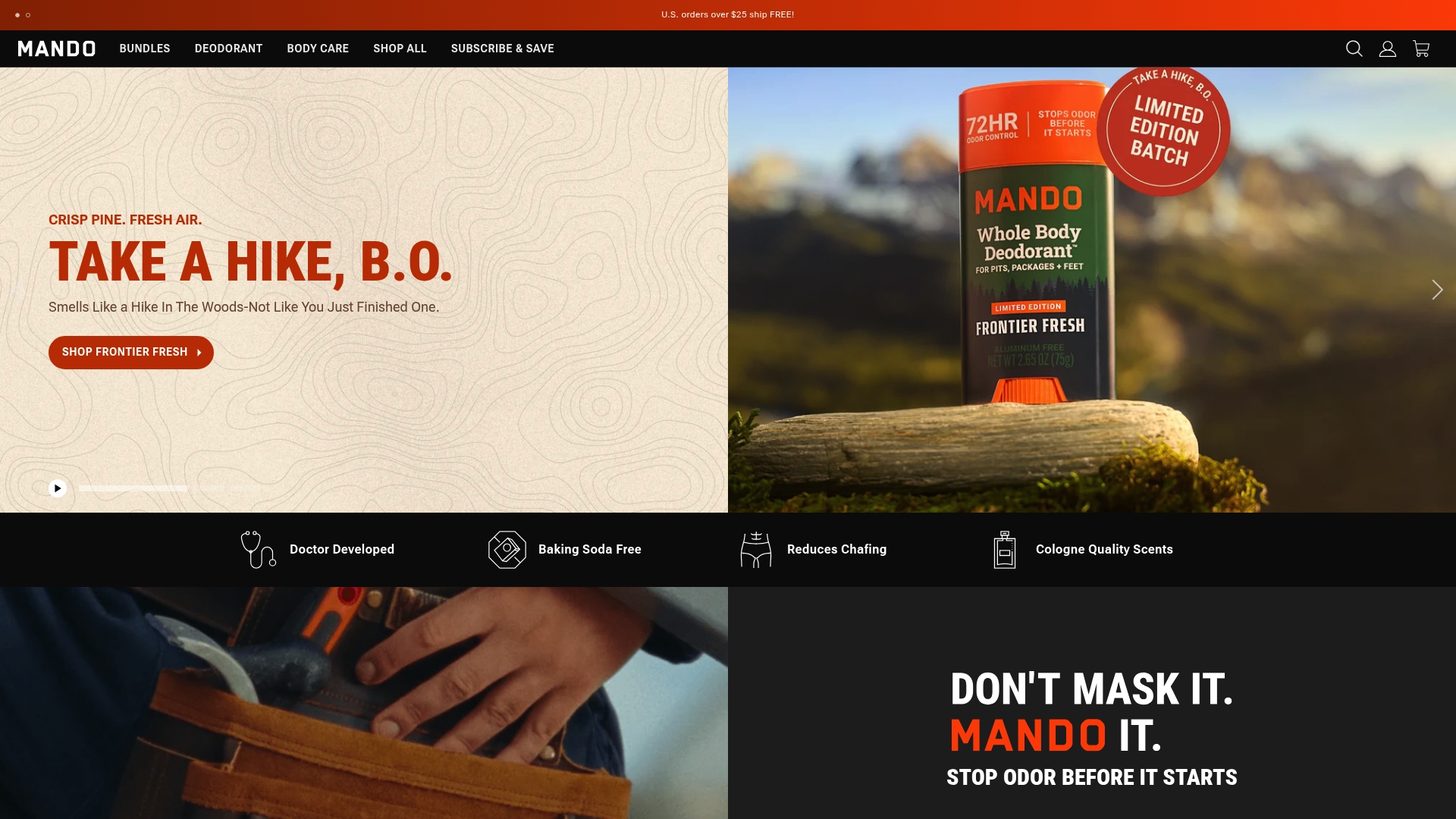 Mando sponsor landing page advertised on Shawn Ryan Show