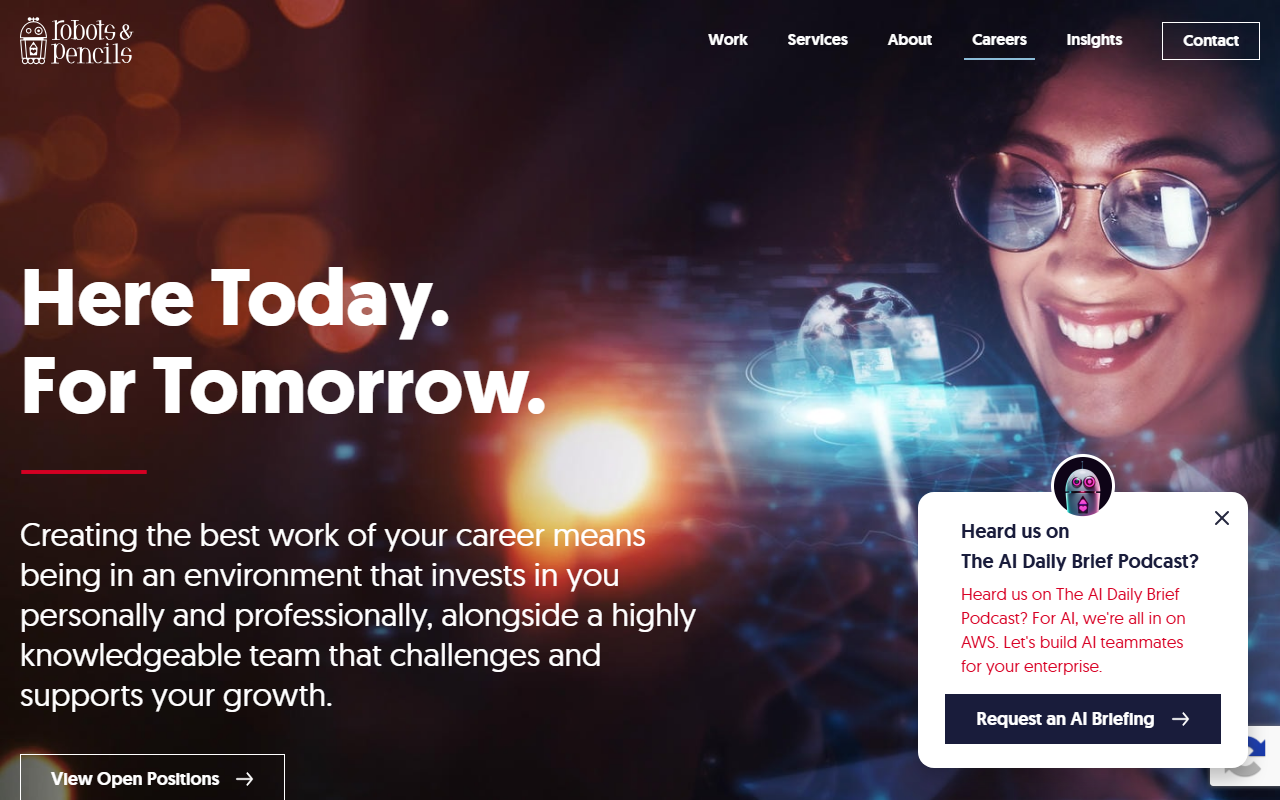 Robots & Pencils sponsor landing page advertised on The AI Breakdown: Daily Artificial Intelligence News and Discussions