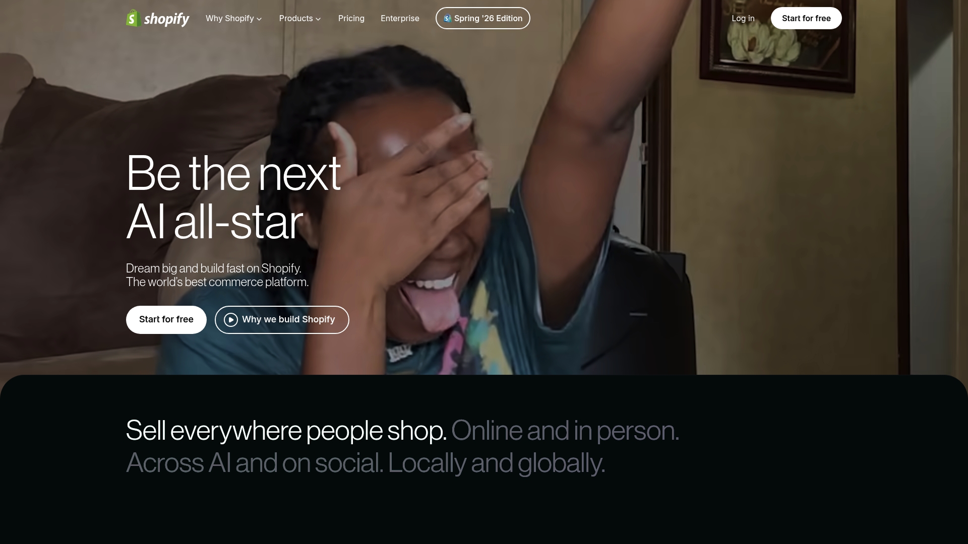 Shopify sponsor landing page advertised on We're All Insane