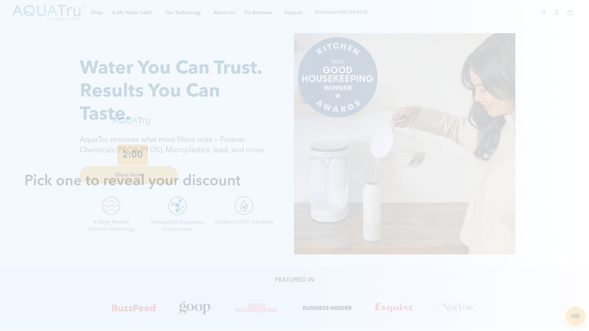 AquaTrue sponsor landing page advertised on We're All Insane