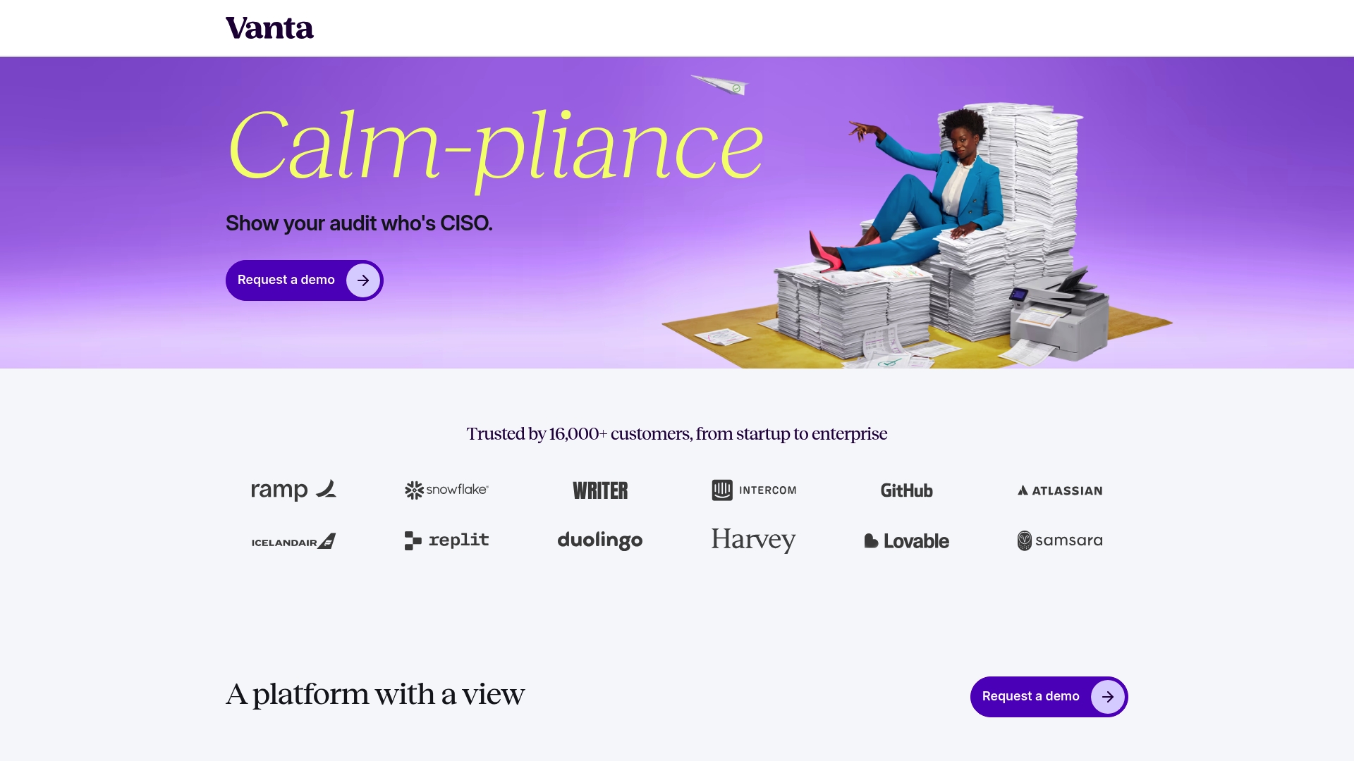 Vanta sponsor landing page advertised on CISO Series Podcast