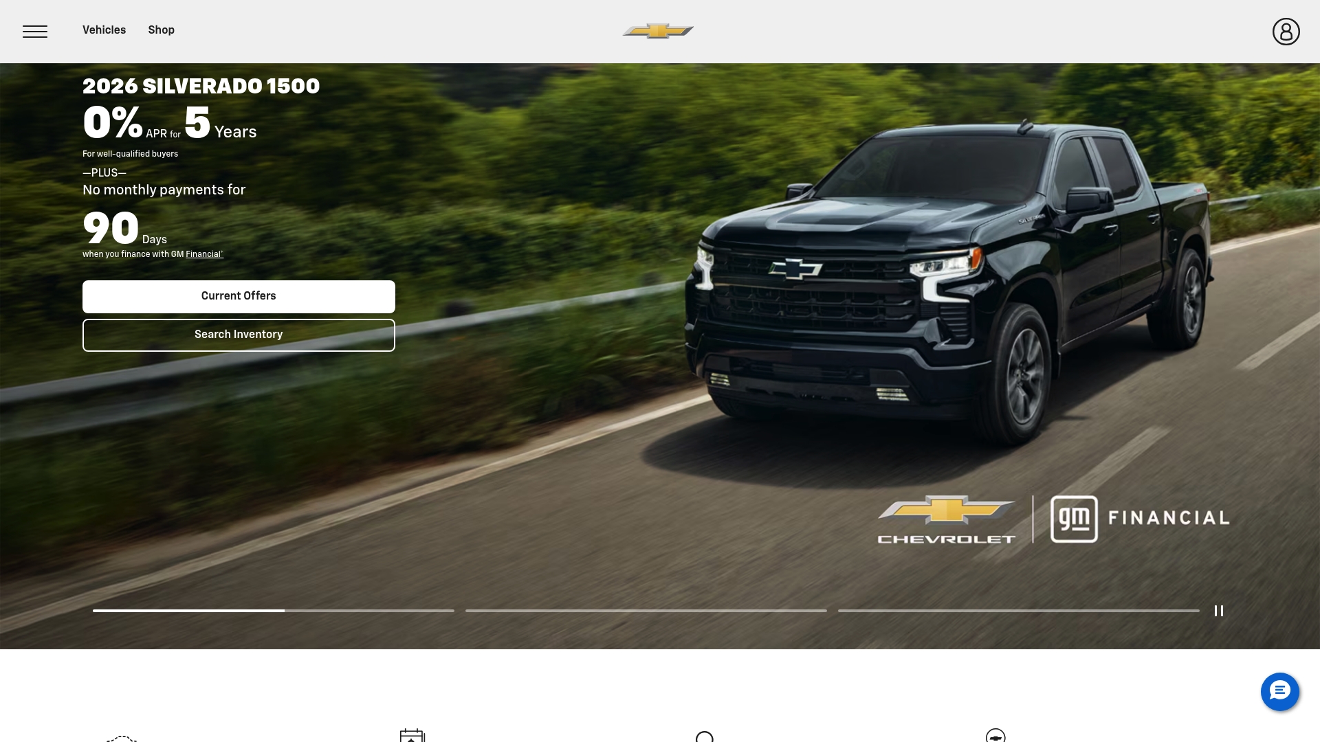 Chevy sponsor landing page advertised on Fore Play