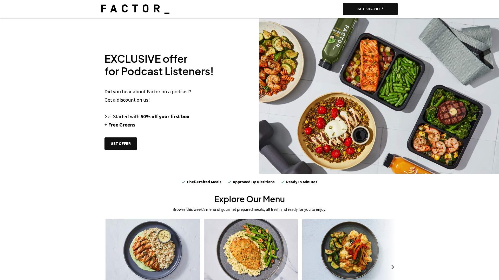 Factor sponsor landing page advertised on The Prosecutors
