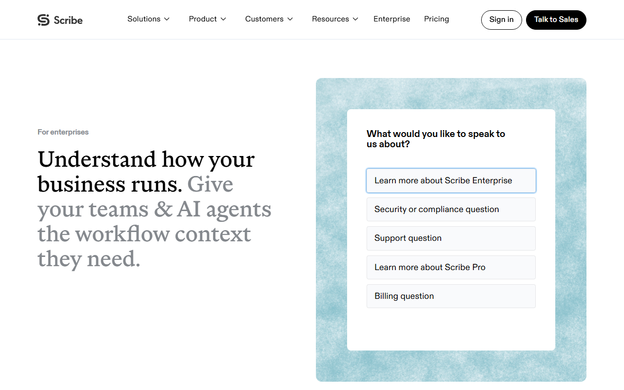 Scribe sponsor landing page advertised on Techmeme Ride Home