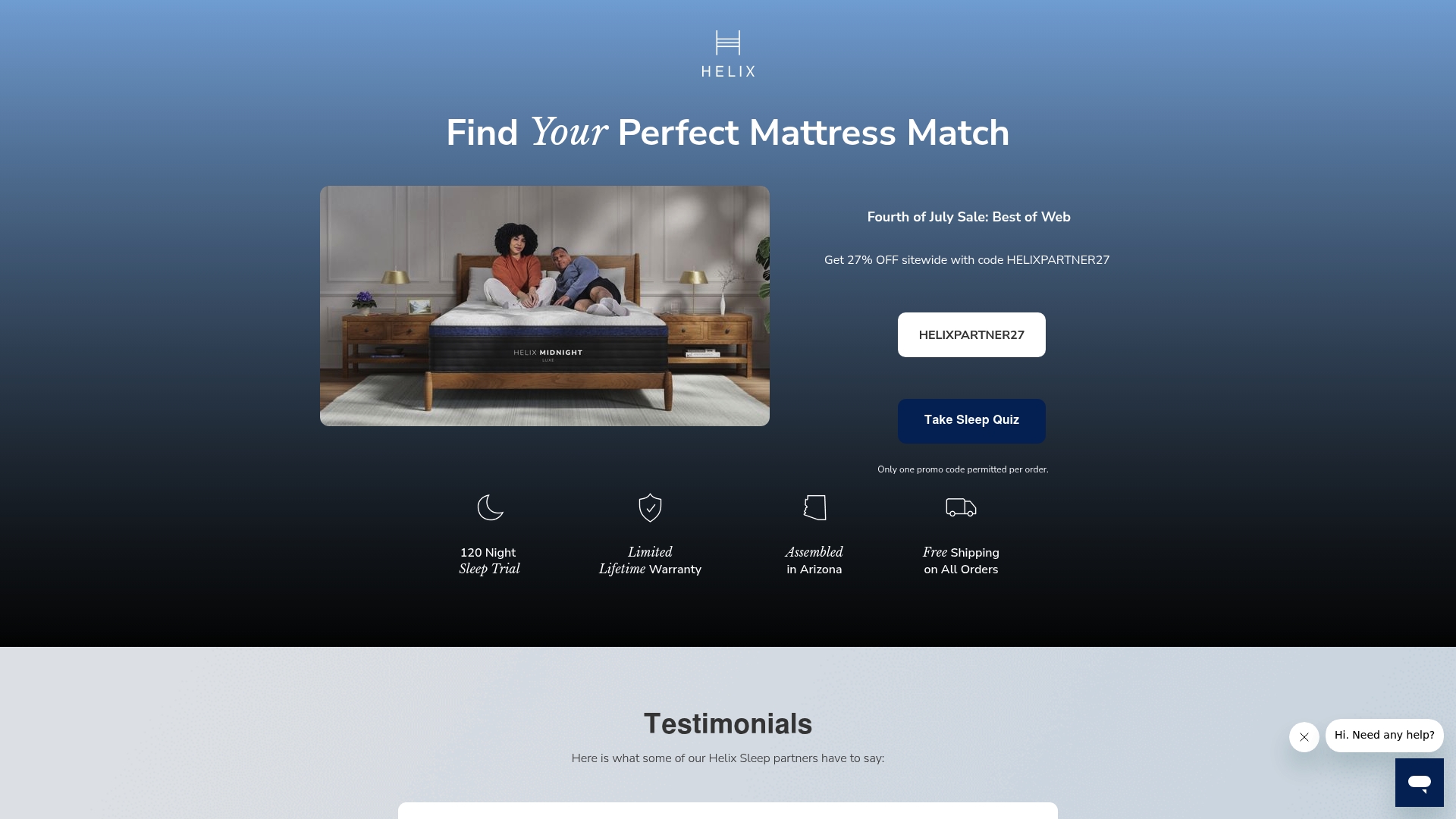 Helix Sleep sponsor landing page advertised on Pod Save America