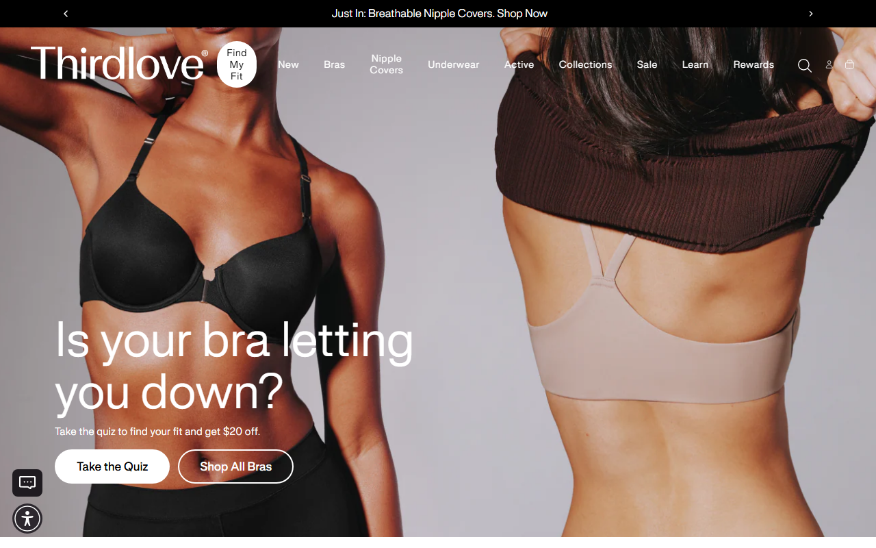 ThirdLove sponsor landing page advertised on Pod Save America