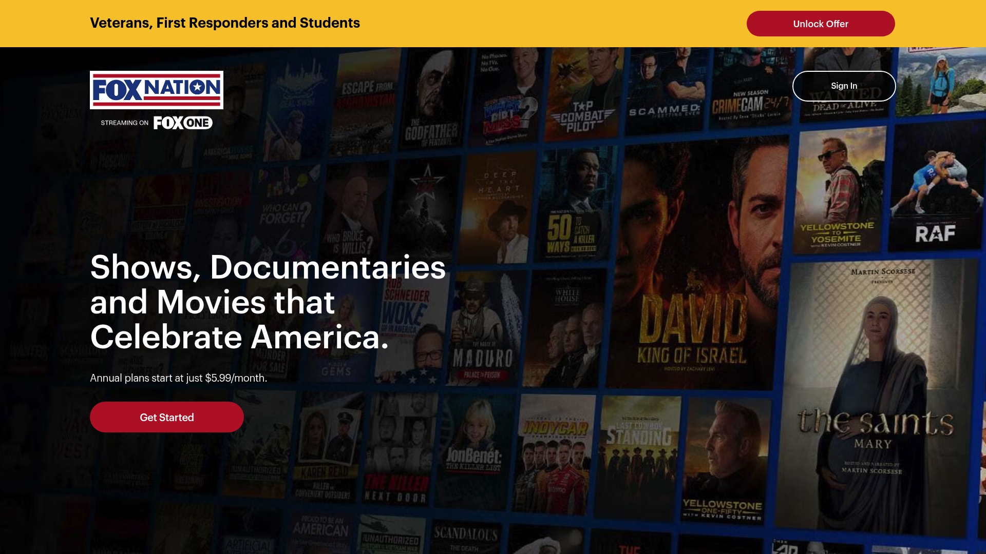 Fox Nation sponsor landing page advertised on The Joe Rogan Experience