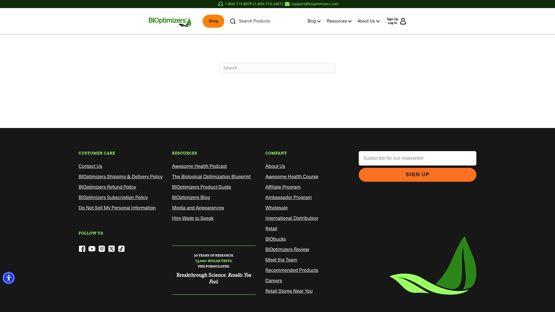 Bioptimizers sponsor landing page advertised on Michelle Obama: The Light Podcast