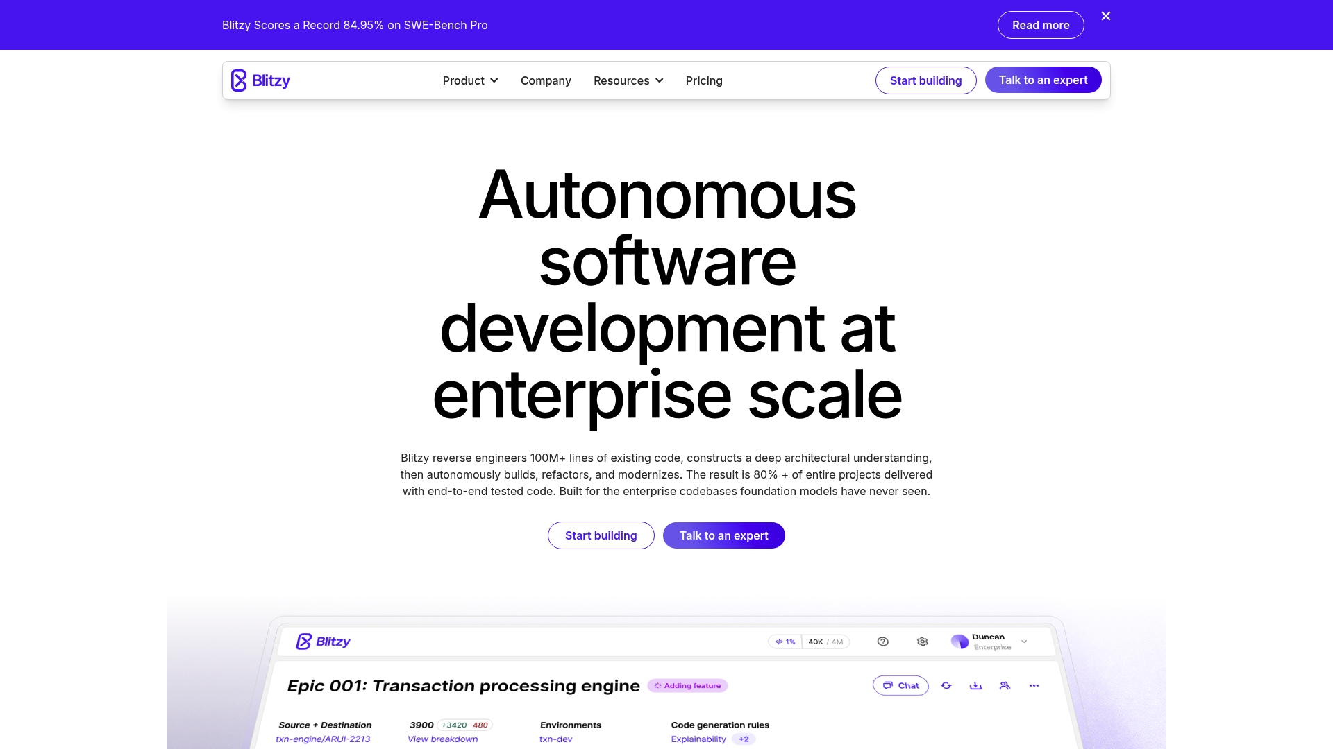 Blitzy sponsor landing page advertised on The AI Breakdown: Daily Artificial Intelligence News and Discussions