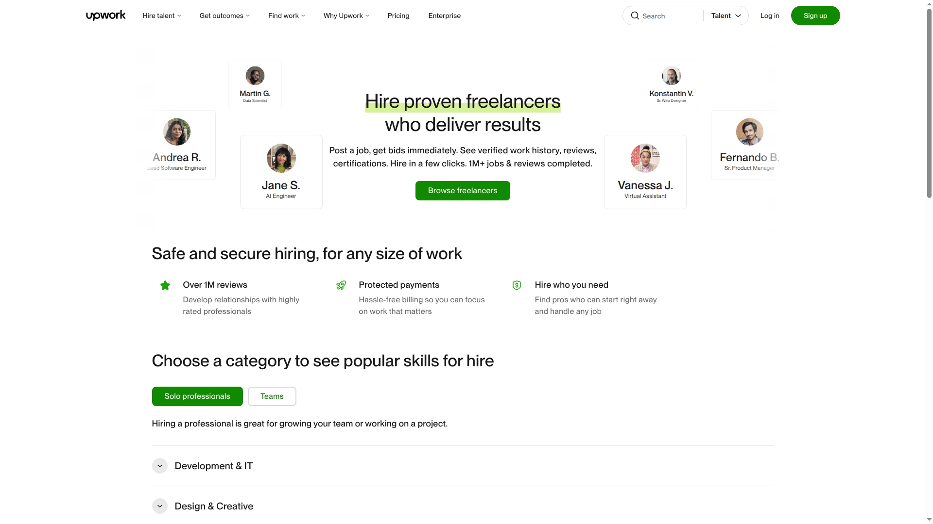 Upwork sponsor landing page advertised on Lex Fridman Podcast