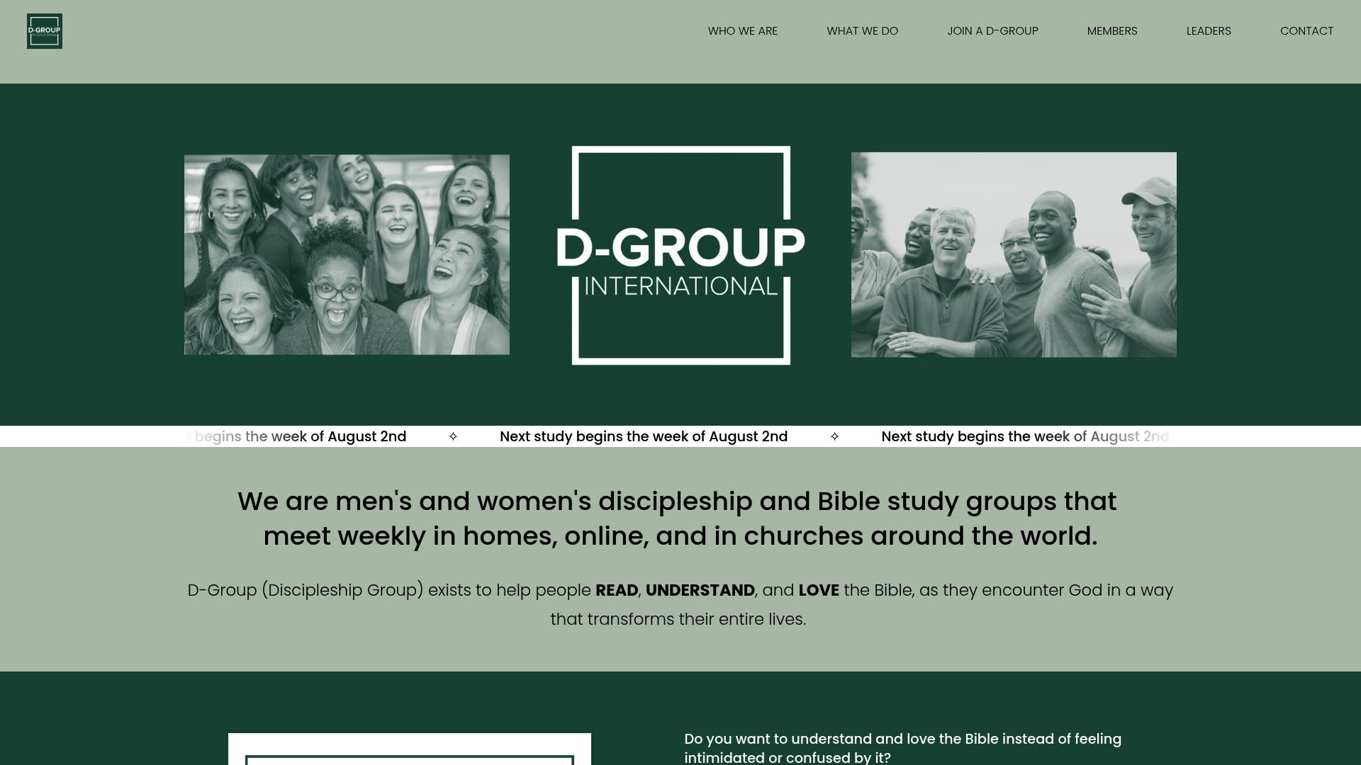 D Group International sponsor landing page advertised on The Bible Recap