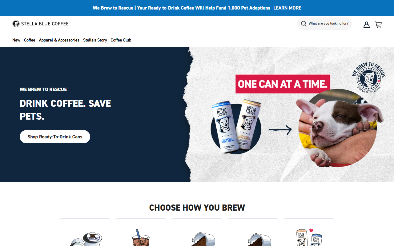 Stella Blue Coffee sponsor landing page advertised on The Yak